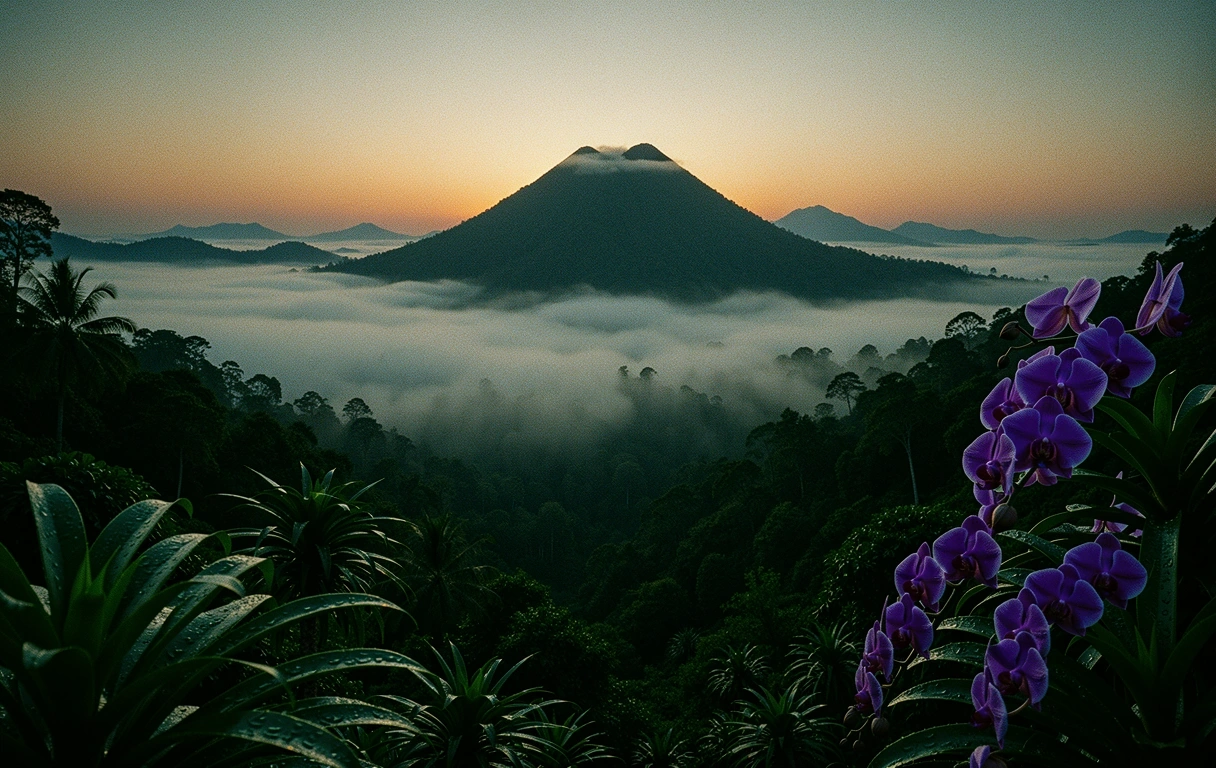 The mist-covered highlands of Bogor